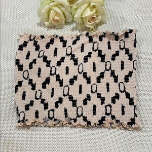 H&M Black and Cream Patterned Tube Top